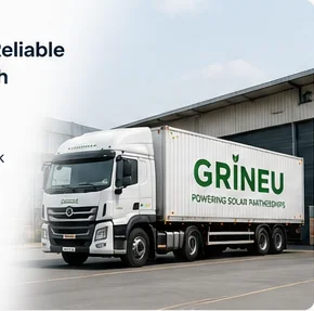 Grineu delivery truck ready for solar product dispatch