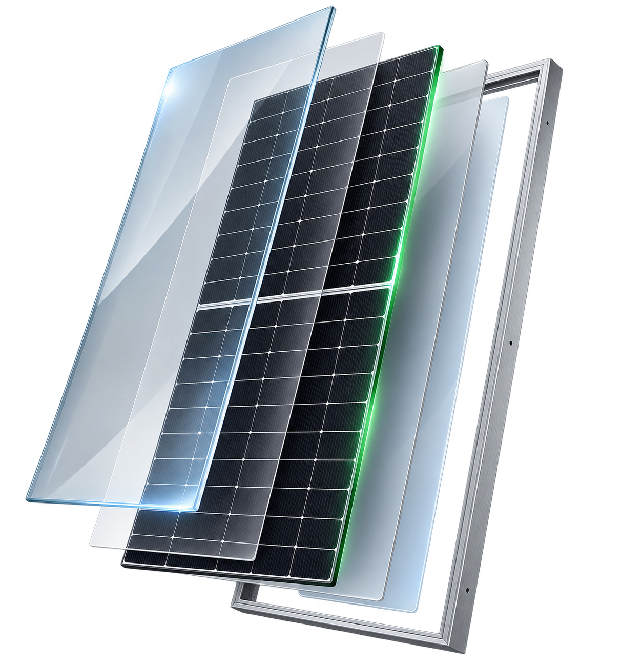 Avaada 630Wp N-Type TOPCon bifacial module front and rear views
